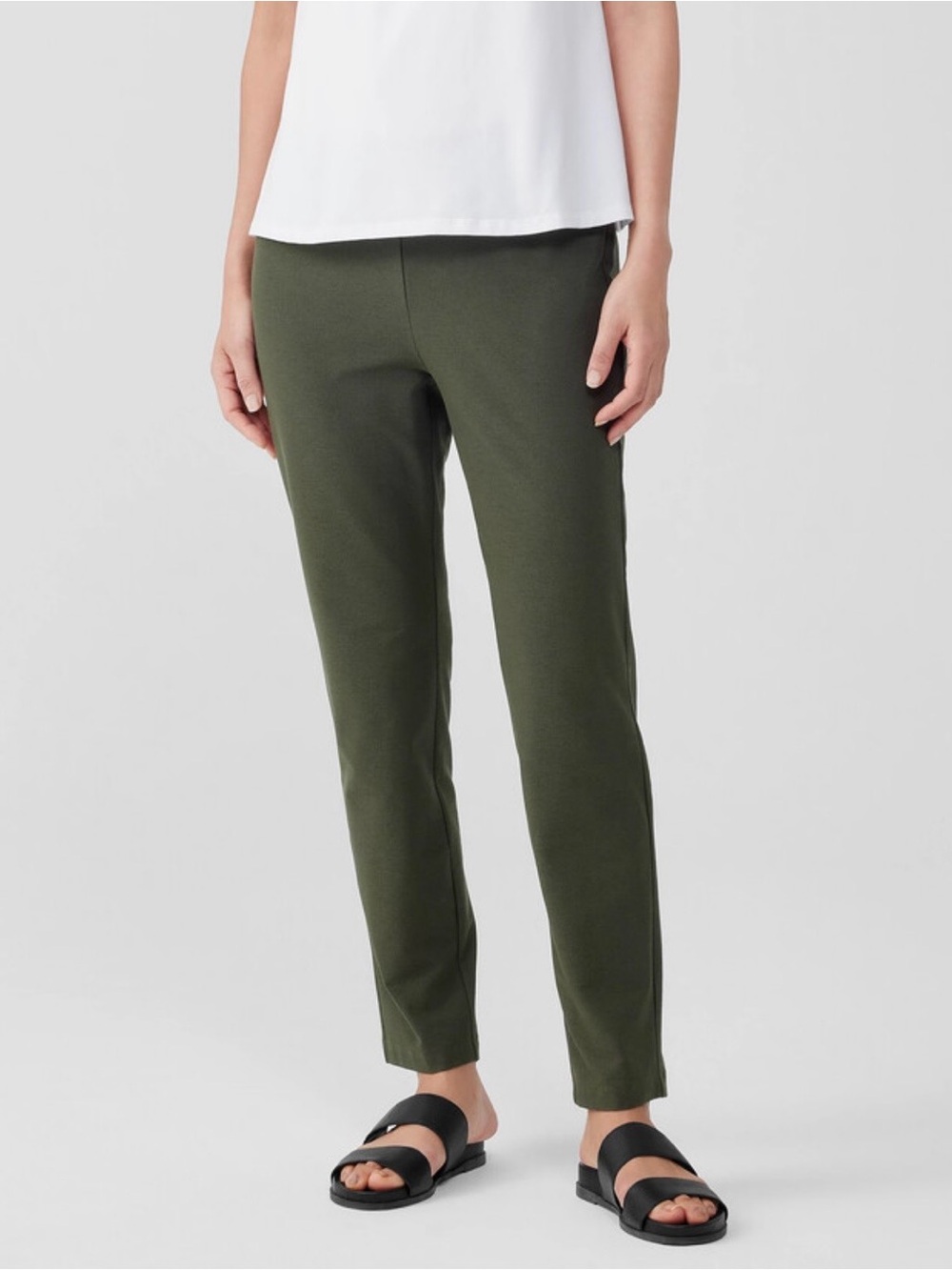 Eileen Fisher Olive Stretch Crepe Pants
